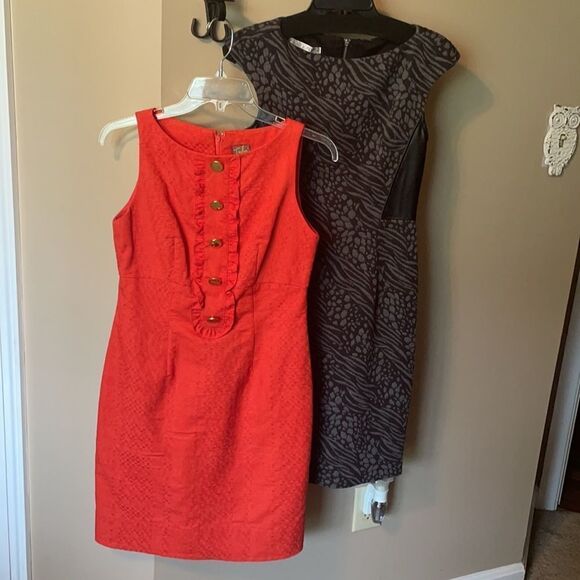 Bundle 2 Dresses Taylor Maggy London Leopard Leather sz 2 - Picture 3 of 16